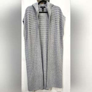 White House Black market gray hoodie open cardigan duster women's size S…